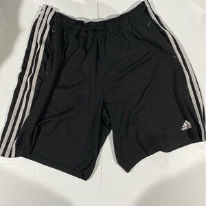 Adidas Men's Black Athletic Shorts with White Stripes